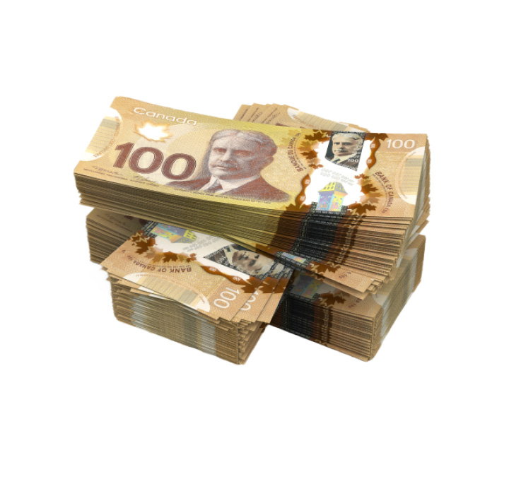 Stack of Canadian one hundred dollar bills, representing the lottery cash prize